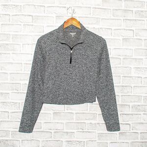 YEAR OF OURS 1/4 Zip Crop Jersey Pullover Heather Gray Size XL